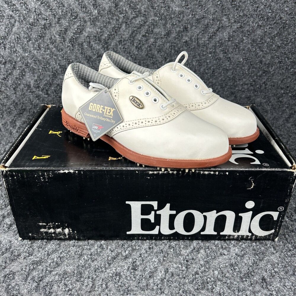 Vintage Etonic Golf Shoes Size 6.5M White Leather Dri-Lites Gore-Tex